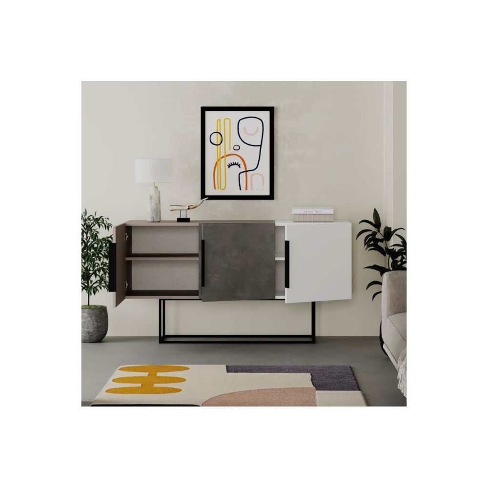 Buffet Moderno de 2 Puertas Color Gris Antique-Mocha-Blanco
