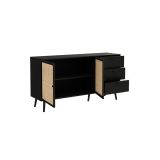 Buffet de Ratán Negro Natural con 3 Cajones y 2 Puertas