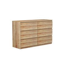 Cómoda de 6 Cajones con Amplio Espacio de Almacenaje - Color Natural - 120x40x75 cm - Mueble Moderno para Dormitorio.