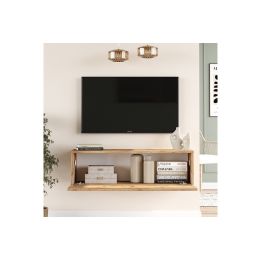 Mueble Mesa TV Moderno con Puerta en Melamina Color Madera 100x31.5x29.6cm - Diseño Elegante para Salón.