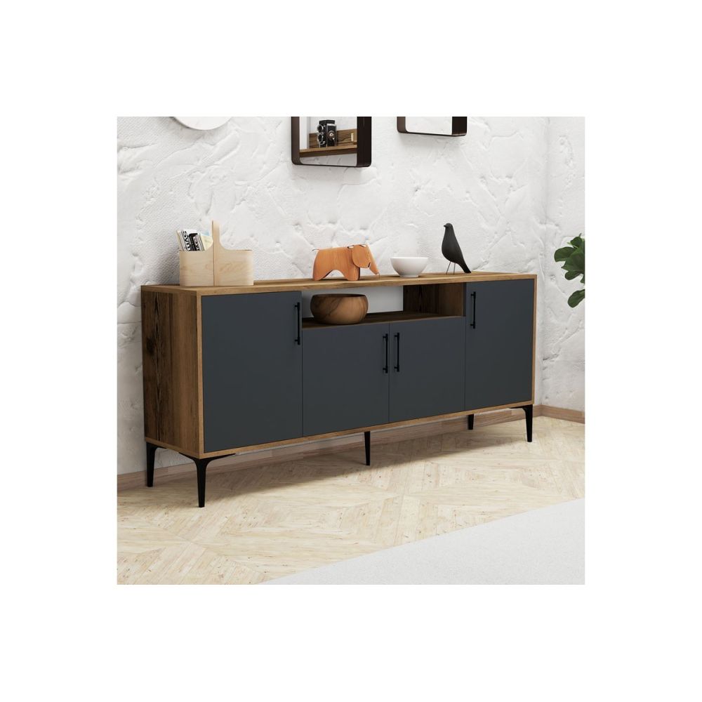 Buffet de Melamina Sonoma Oscuro-Negro