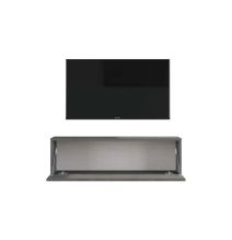 Mueble TV Moderno con Puerta en Melamina Gris Oscuro Antiguo 100x31.5x29.6cm - Diseño Elegante para Salón.