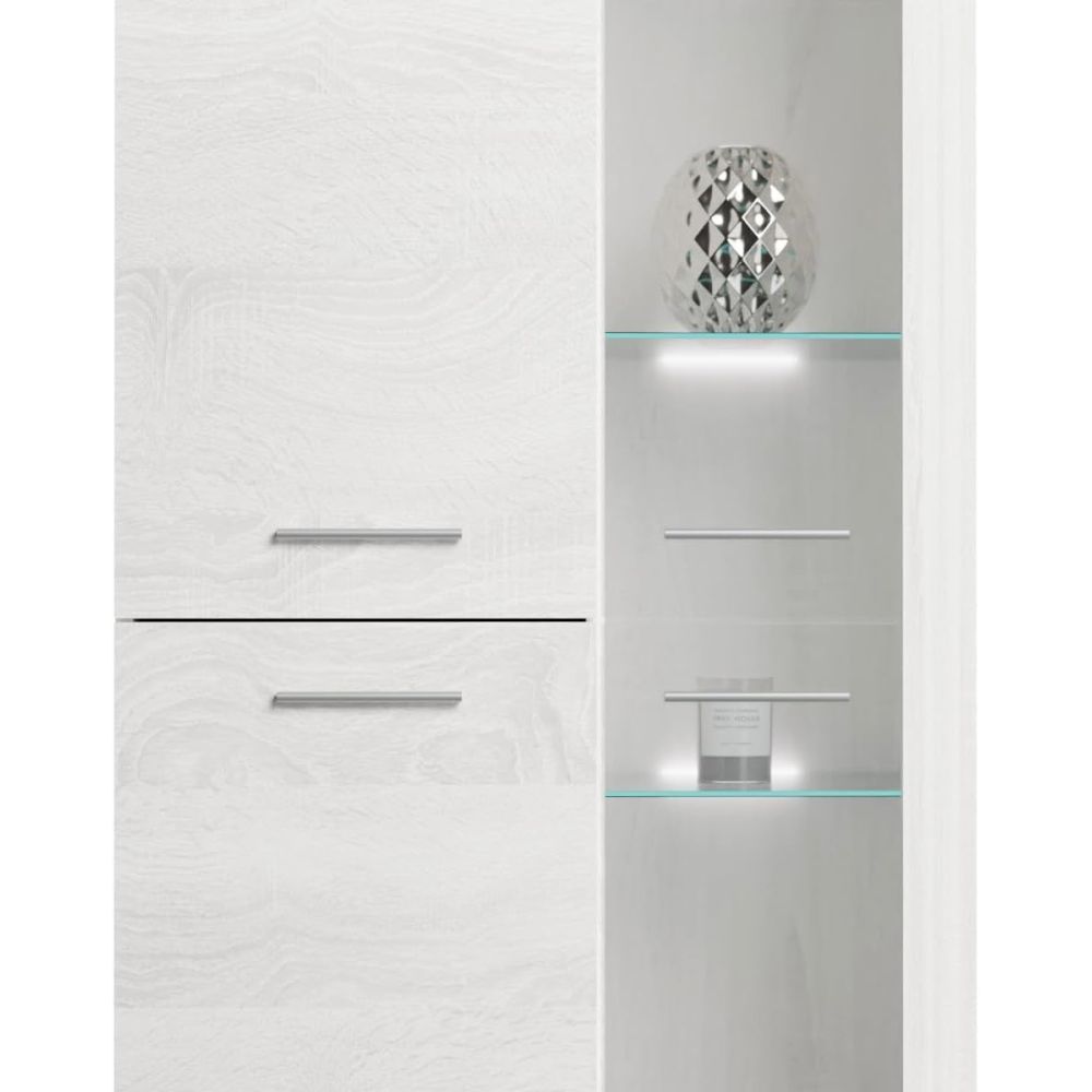 Mueble de Salón Moderno con Leds,Acabado en Andersen Pino, Medidas: 260 cm (An) x 191 cm (Al) 47,5 cm (Fon) Meyvaser