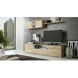 Meyvaser Mueble de salón y TV Composición para salón 200 cm Color Cambrian y Gran Espacio de Almacenamiento
