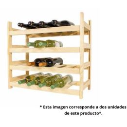 Botellero de Madera de Pino apilable en Color Natural para 12 Botellas y con 2 Niveles de Altura