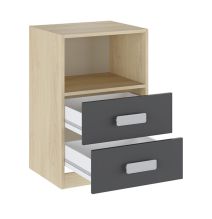 Mesita de noche - Dormitorio o Mesa Auxiliar Salón, Natural y Grafito Veteado, 47.5 x 73 x 39.6 Cm