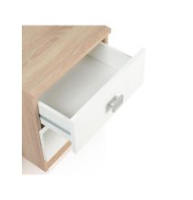 Conjunto dormitorio de Cabecero + 2 mesitas de noche color cambrian y blanco.