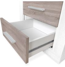 Pack Cabecero de 160 x 120 cm + 2 Mesitas de Noche, Colores Andersen y Pino Gris (para Cama de 135-140 o 160) – Meyvaser