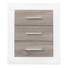 Mesita de Noche, Mesilla de Dormitorio, Color Pino y Gris, Medidas: 50 cm (Lar) x 34,6 cm (Fon) x 60 cm (Al)