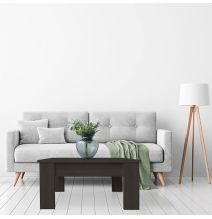 Mesa de Centro Elevable, Mesita de Salón o Comedor, Acabado en Color Wengue, Medidas: 90 cm (An) x 50 cm (Fon) x 46-57 cm (Al)