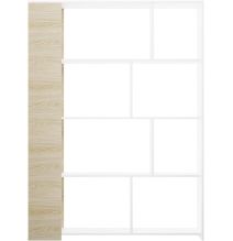 Estantería Decorativa, Librería, Acabado en Roble y Blanco, Medidas: 176 cm (Al) x 129 cm (Anc) x 28 cm (Fon)