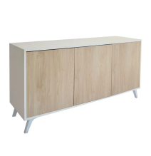 Meyvaser Aparador, Buffet, Salón Comedor 3 Puertas, Armario Auxiliar Color Blanco y Roble, Medidas: 138 cm x 70 x 39,5