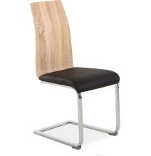 Pack 4 sillas de Comedor, Acabado en símil Piel Color Negro y Madera, Medidas: 44 cm (An) x 57 cm (Lar) x 97 cm (Al)