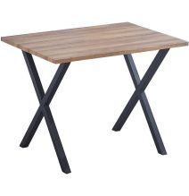 Conjunto Mesa y Sillas Comedor/Cocina: Mesa madera y Patas Metálicas En Negro (76x100x70 Cm) + 5 Sillas (80x40x55 Cm)