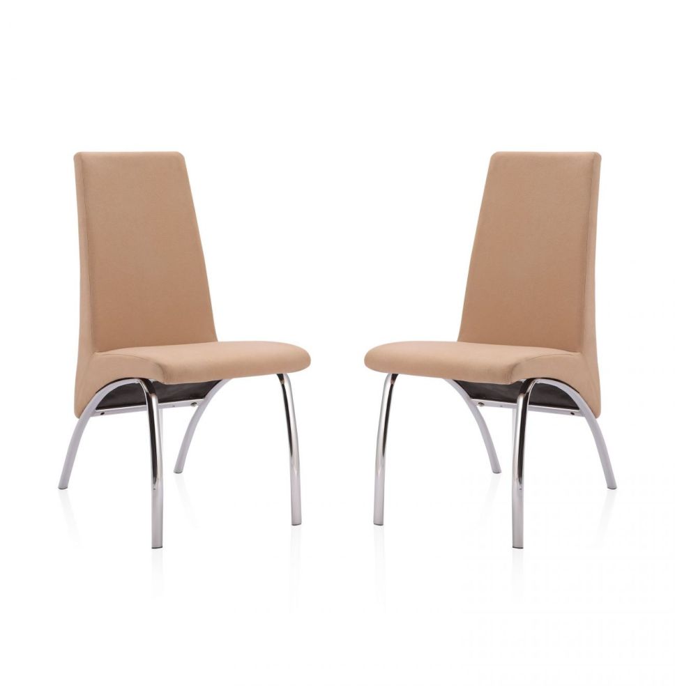 Pack 2 Sillas de Comedor, Sillas para Salón, Acabado en Tejido Beige, Medidas: 44 cm (Ancho) x 61 cm (Largo) x 95 cm (Alto)