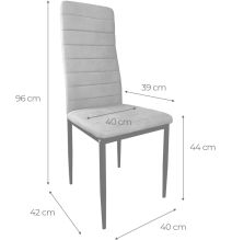 Pack de 6 Sillas Tapizadas para Comedor/Salón – Marengo y Patas Negras en Aluminio, Dimensiones: 40 cm x 42 cm x 96 Cm