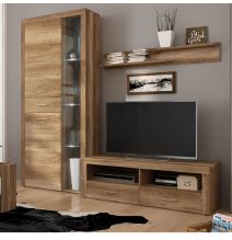 Mueble de Comedor, Mueble Salón, Acabado en Color Cañón, Medidas: 230 cm (Ancho) x 212 cm (Alto) x 41,4 cm (Fondo)