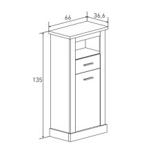 Mueble de Comedor, Mueble Salón, Acabado en Blanco y Cambria, Medidas: 297 cm (Ancho) x 201,6 cm (Alto) x 41,8 cm (Fondo)