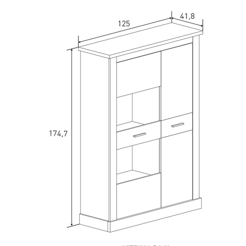 Mueble de Comedor, Mueble Salón, Acabado en Color Cañón, 326x174,7x41,8 cm