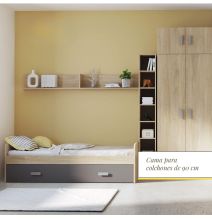 Cama Nido de Melamina Color Puccini Grafito – Ancho 194,4 cm x Fondo 98 cm x Alto 58 cm, Ideal para Habitaciones Juveniles.