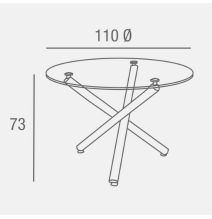 Mesa de Comedor Redonda | Tapa de Cristal y Pata Cromada | Diámetro 110 cm.