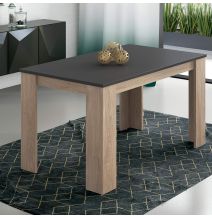 Mesa de Comedor, Mesa de Salón Fija, Color Roble - Grafito, Medidas: 140 cm (Largo) x 80 cm (Ancho) x 75 cm (Alto)