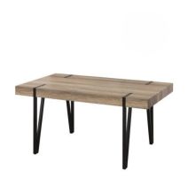 Mesa de Comedor o Cocina, MDF con Acabado Laminado Color Canyon | Patas Metálicas Negras | Medidas: 150 x 90 x 75 cm