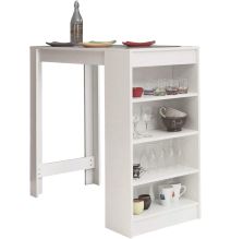 Mesa de Cocina Alta | Acabado en Melamina Blanco | Medidas: 120 cm Ancho x 50 cm Fondo x 105 cm Alto