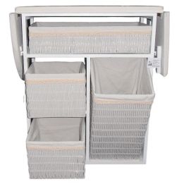 Mueble de plancha Lisboa color blanco con 4 cajones de almacenamiento y ruedas