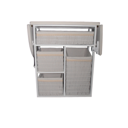 Mueble de plancha Lisboa color blanco con 4 cajones de almacenamiento y ruedas