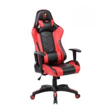 Silla de Oficina Ergonómica en Símil Piel Roja y Negra con Respaldo Alto, Sistema Hidráulico- Medidas 65x55/130x125,5/135,5 cm