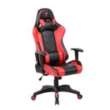 Silla de Oficina Ergonómica en Símil Piel Roja y Negra