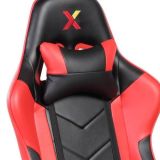 Silla de Oficina Ergonómica en Símil Piel Roja y Negra