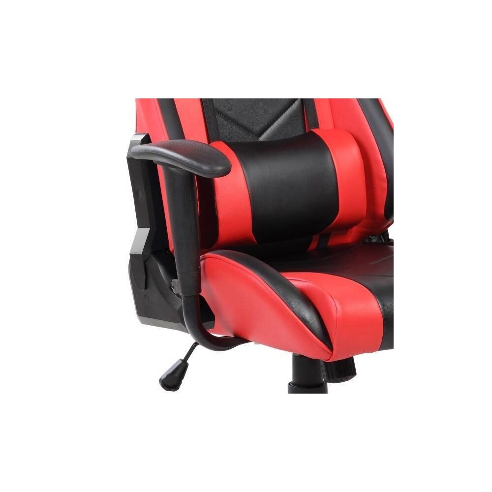 Silla de Oficina Ergonómica en Símil Piel Roja y Negra
