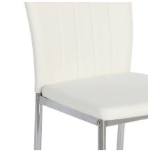 6 Sillas de Comedor con Relleno de Espuma, Tapizado en Símil Piel Blanco y Patas Metálicas Cromadas - Medidas 44x91,5x47 cm