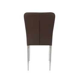 6 Sillas de Comedor con Relleno de Espuma, Tapizado en Símil Piel Chocolate y Patas Metálicas Cromadas - Medidas 44x91,5x47 cm