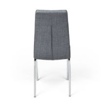 Juego de 4 Sillas Tapizadas en Símil Piel Gris Claro  con Patas Cromadas, Asiento y Respaldo Ergonómicos- Medidas 43x63x97 cm