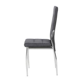 6 Sillas Tapizadas en Tela Gris con Asiento y Respaldo Acolchados, Patas Cromadas - Medidas 45x46x100 cm