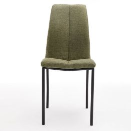 Juego de 4 Sillas con Estructura de Madera Tapizadas en Tela Verde Repelente al Agua y Patas Metálicas -Medidas 43x56x95 cm