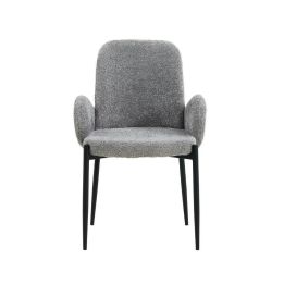 Juego de 2 Sillas con Brazos Tapizadas en Tela Gris y Patas Metálicas Negras - Medidas 60x57x88 cm