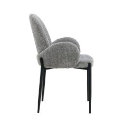 Juego de 2 Sillas con Brazos Tapizadas en Tela Gris y Patas Metálicas Negras - Medidas 60x57x88 cm