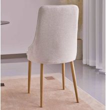 Juego de 4 Sillas Tapizadas en Tela Beige Repelente al Agua con Patas Metálicas en Acabado Madera - Medidas 96x56x40 cm