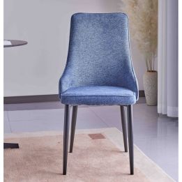 Juego de 4 Sillas Tapizadas en Tela Gris Repelente al Agua con Patas Metálicas en Acabado Negro - Medidas 96x56x40 cm