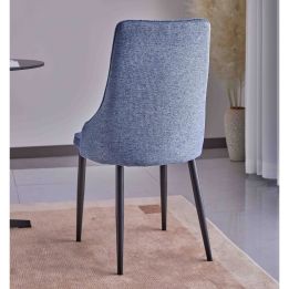 Juego de 4 Sillas Tapizadas en Tela Gris Repelente al Agua con Patas Metálicas en Acabado Negro - Medidas 96x56x40 cm