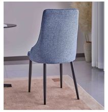 Juego de 4 Sillas Tapizadas en Tela Gris Repelente al Agua con Patas Metálicas en Acabado Negro - Medidas 96x56x40 cm