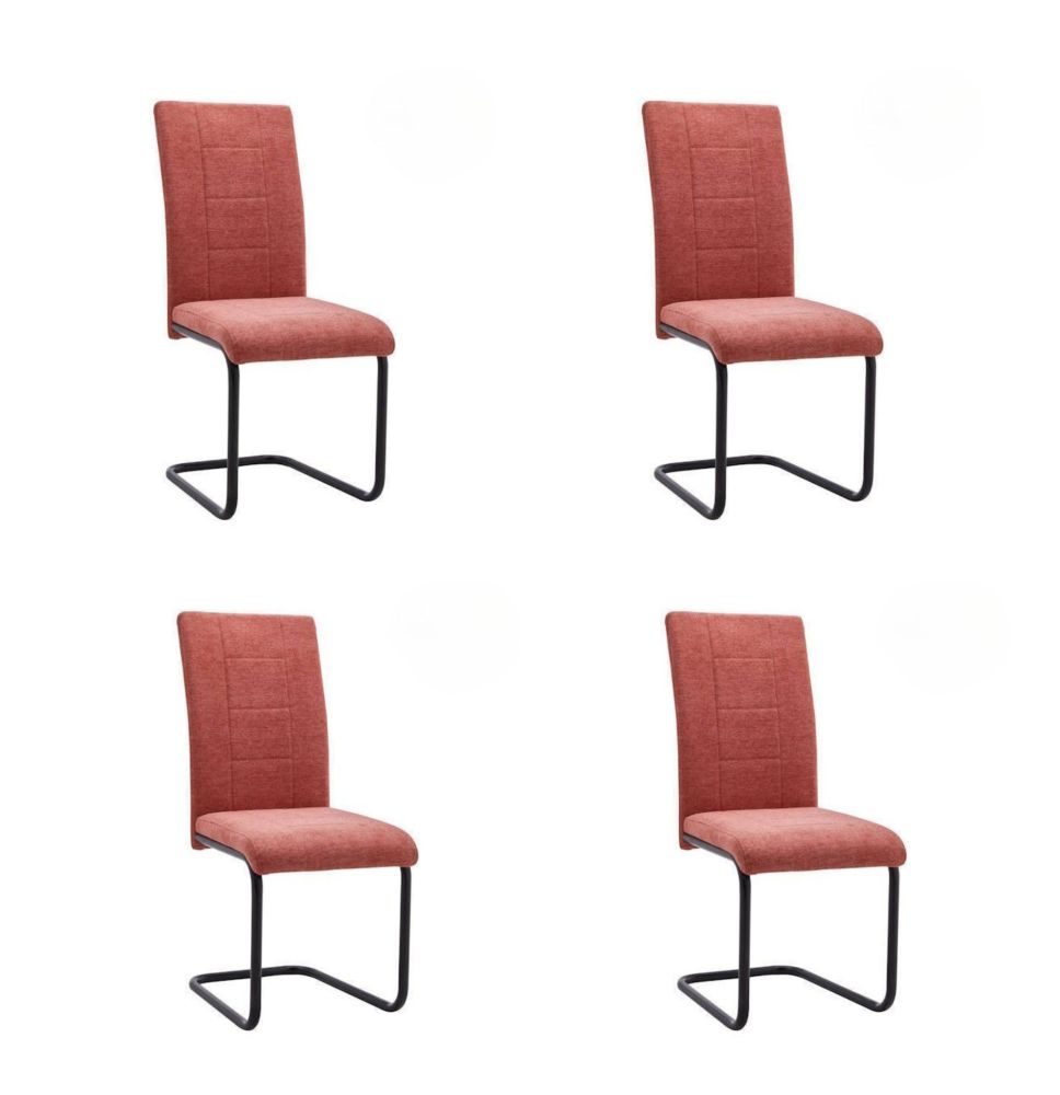Pack de 4 Sillas de Madera Contrachapada con Relleno de Espuma, Tapizadas en Tela Coral, Patas Negras, Medidas 43x49x102 cm