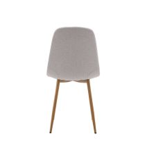 Pack de 4 Sillas con Estructura Tapizada en Tela Beige Claro, Patas Metálicas con Acabado Madera, Medidas 44x53x86 cm