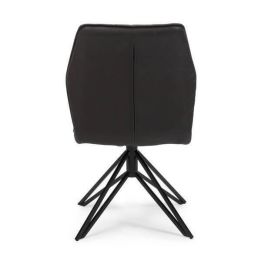 Pack de 2 Sillas con Respaldo y Asiento Tapizados en Tela Gris, Pata Metálica en Acabado Negro Mate, Medidas 62,5x52x93 cm