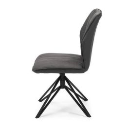 Pack de 2 Sillas con Respaldo y Asiento Tapizados en Tela Gris, Pata Metálica en Acabado Negro Mate, Medidas 62,5x52x93 cm