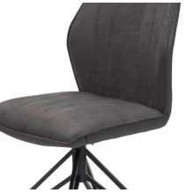 Pack de 2 Sillas con Respaldo y Asiento Tapizados en Tela Gris, Pata Metálica en Acabado Negro Mate, Medidas 62,5x52x93 cm